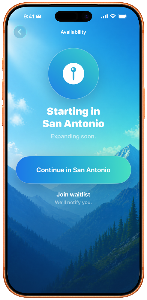 Starting in San Antonio availability screen